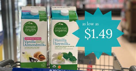 Get Simple Truth Almond or Soy Milks as low as $1.49 at Kroger! | Kroger Krazy