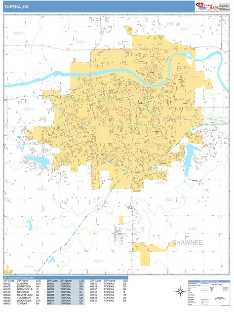 Topeka Kansas Wall Map (Basic Style) by MarketMAPS - MapSales