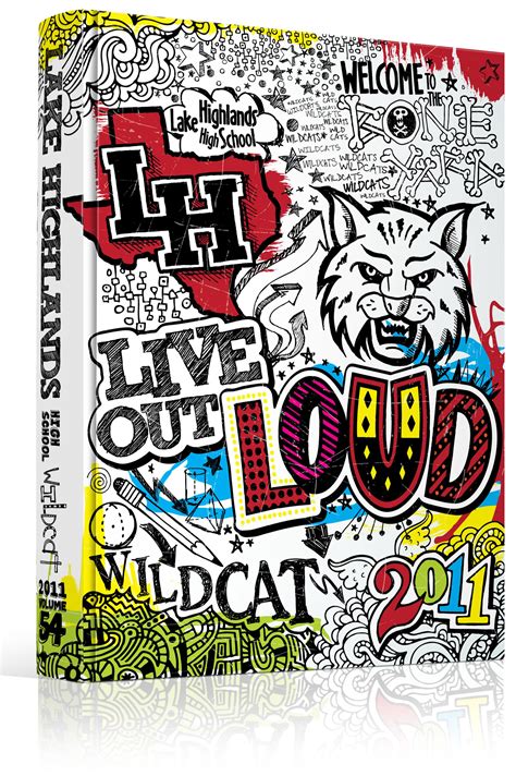 Yearbook Cover - Lake Highlands High School - "Live Out Loud" Theme - Doodles, Notebook, Sketch ...