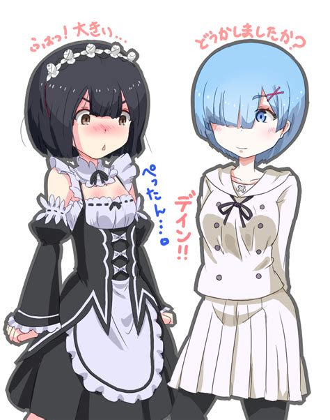 Safebooru - 2girls black hair blue eyes blue hair blush brown eyes ...