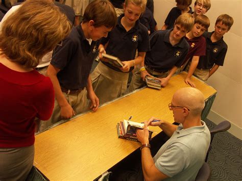 Kids line up to get Gordon Korman's autograph | Topeka Library | Flickr