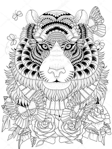 Tiger Coloring Pages Intricate Zentangle Art for Adults 75901 | Animal coloring pages, Mandala ...