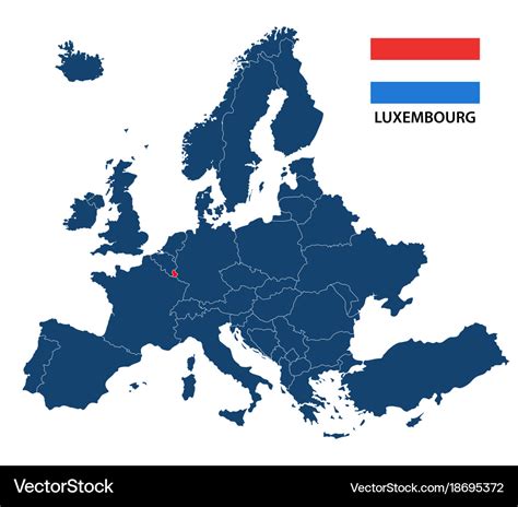 Map of europe with highlighted luxembourg Vector Image