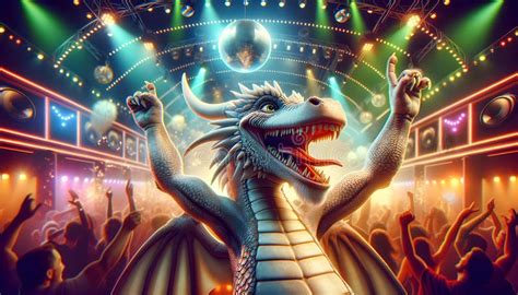 Funny Dragon Dancing in the Nightclub Party, Entertaining People Stock Illustration ...