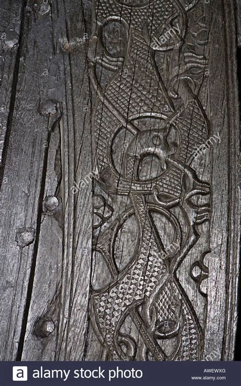 Carvings on the Oseberg Ship at the Viking Ship Museum, Bygdøy, Oslo ...