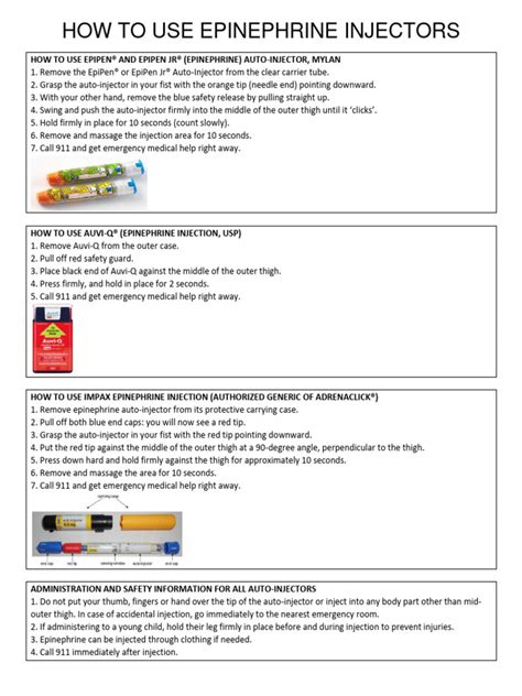 HOW TO USE EPINEPHRINE INJECTORS | PDF