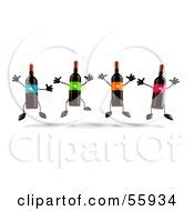 Circle Of 3d Wine Bottle Characters Jumping - Version 2 Posters, Art Prints by - Interior Wall ...