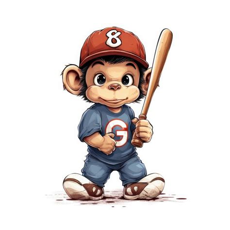 Premium AI Image | Monkey Swing A Minimalist Beanie Baby Baseball Player