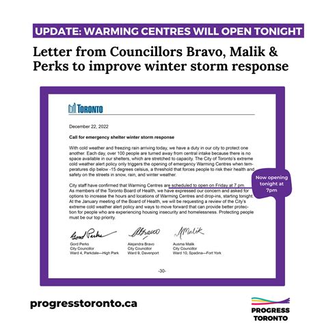 UPDATE: Warming Centres to Open Tonight — Progress Toronto