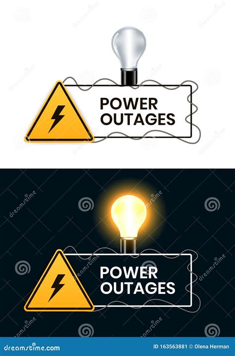 Power Outages Banners on a Black Background and White Background with ...