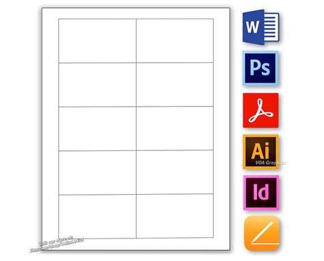 Templates for Avery Business Card Labels 10 per Page 6 - Etsy