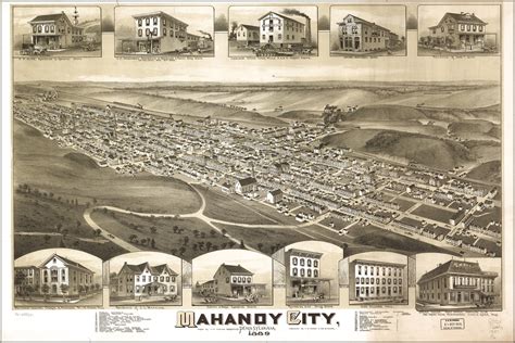 24"x36" Gallery Poster, map of Mahanoy City, Pennsylvania 1889 ...