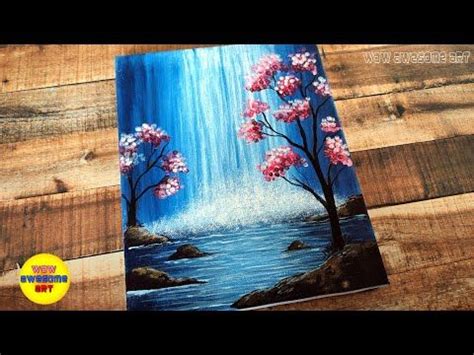 Drawing Challenge #14｜Acrylic｜Easy Waterfall Landscape Painting tutorial for beginners｜Step by ...