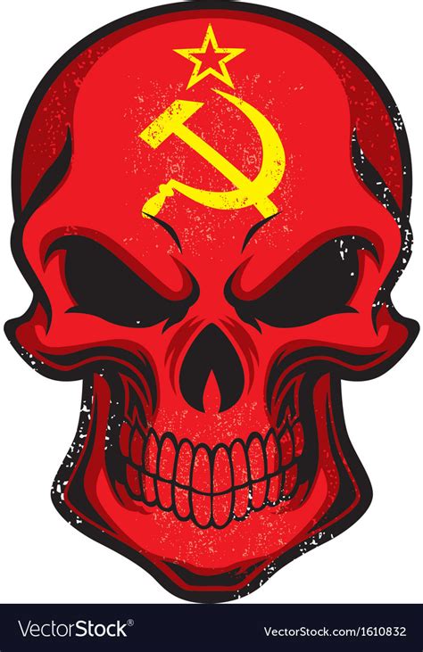 Uni soviet flag painted on skull Royalty Free Vector Image