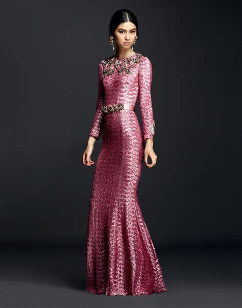 Lyst - Dolce & Gabbana Sequin Dress With Crystals And Jewelled Belt in Pink