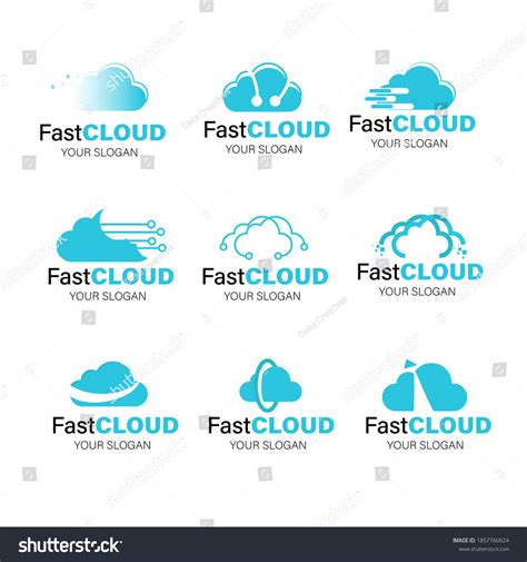 Set Blue Cloud Logo Combined Technologythis Stock Illustration ...