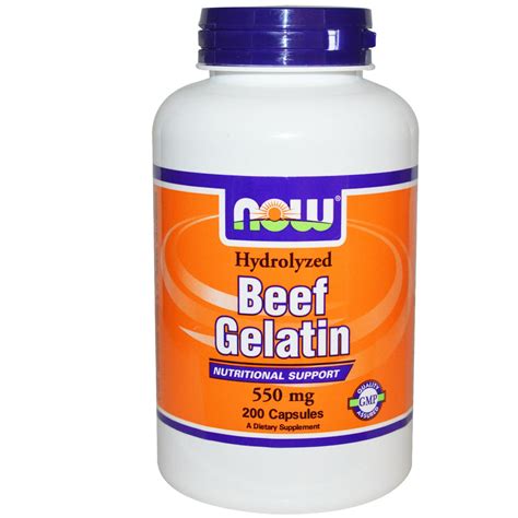 Beef Gelatin 550mg 200 Capsules - Now Foods - Online Supplement Store ...