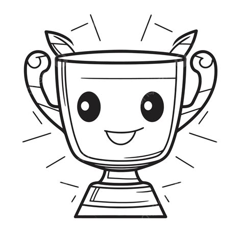 Coloring Page That Has A Trophy On Top Of It Outline Sketch Drawing Vector, Trophy Drawing ...