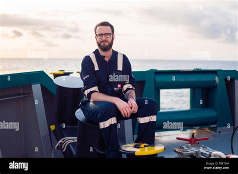 Deck Officer on deck of offshore vessel or ship Stock Photo - Alamy