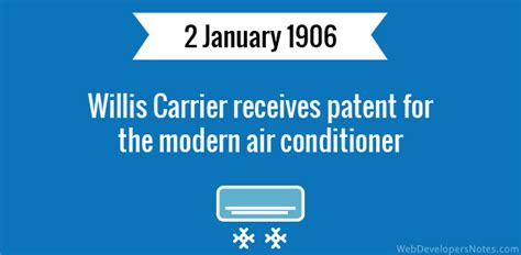 Willis Carrier receives patent for the modern air conditioner