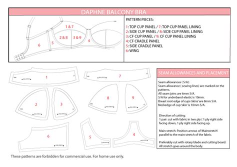 Pattern pieces for our lovely Daphne balcony bra sewing pattern. Make a ...