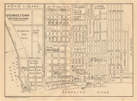 GEORGETOWN. Vintage town map. British Guiana (Guyana) /Guyana. Caribbean 1935