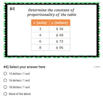 Constant of Proportionality of Tables - (Google Form & Video Lesson!)