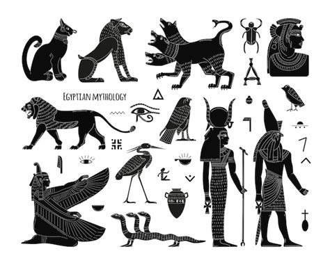 Premium Vector | A set of egyptian mythical animals and creatures ...