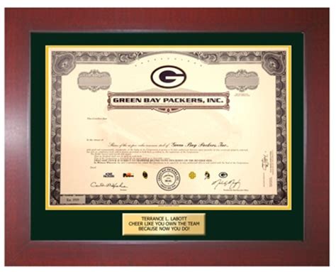 Frames for Green Bay Packers Stock Certificates - GiveAshare.com ...