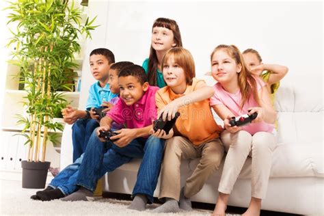 Intense Video Game With Friends Stock Image - Image: 33997325