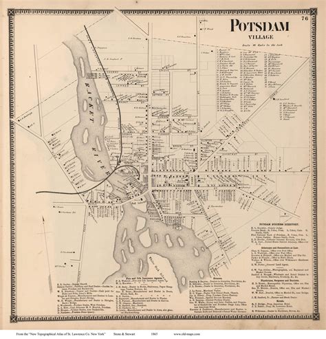 "An early town atlas with roads showing homeowner and business names ...