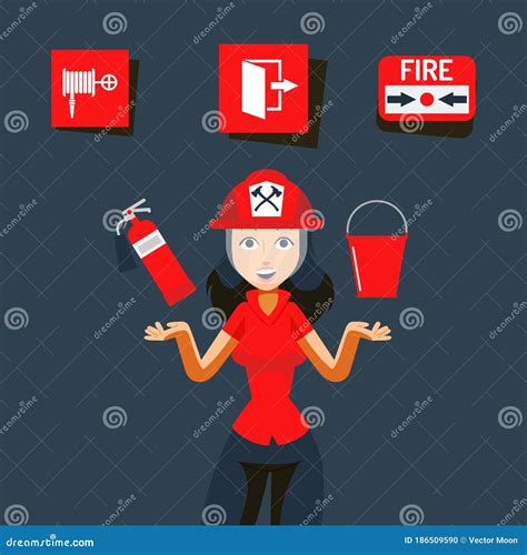 Fire Safety Sign Vector Illustration. Image for Help during Emergency ...