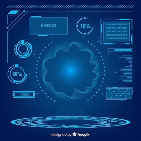 Futuristic hologram infographic element collection | Free Vector