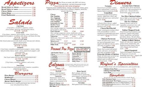 Menu of Rafael's Pizzeria Italian Restaurant Huntsville in Huntsville, AL 35811