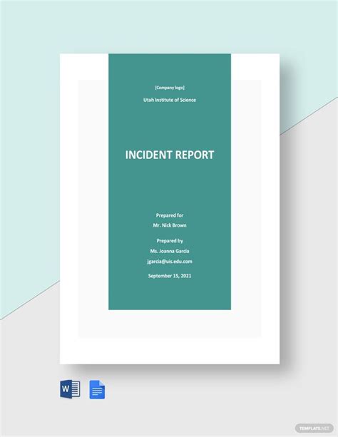 an incident report is shown in the middle of a white frame on a blue background