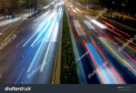 Highway Traffic At Night Stock Photo 113314177 : Shutterstock