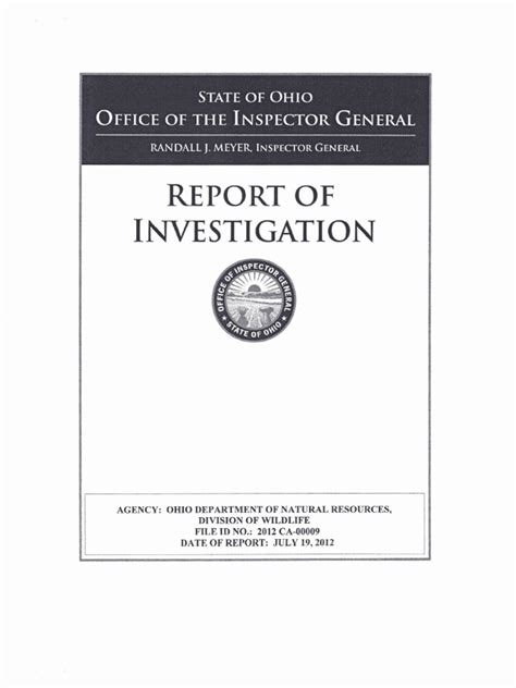 Office of the Inspector General: Report of Investigation 2012 CA-00009 | Hunting | Government