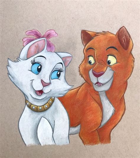 Duchess and Thomas O'Malley. The Aristocats fan artwork drawn with colored pencils on toned tan ...