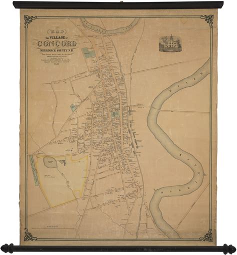 Rare H. F. Walling plan of Concord New Hampshire - Rare & Antique Maps