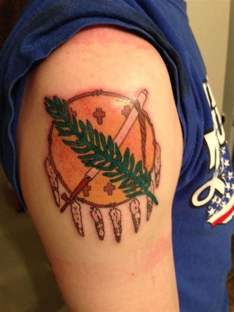 My new Oklahoma flag tattoo done by Sal at Saints and Sinners in ...