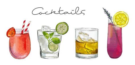 Hand drawn cocktails illustration | Premium Vector