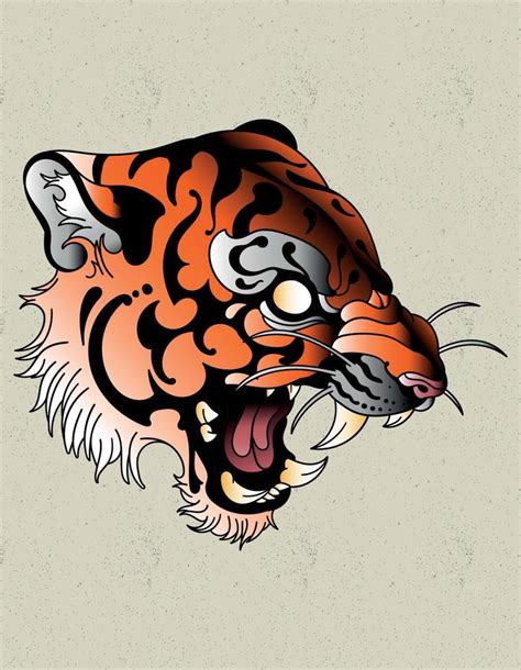 tiger head neo traditional 4759069 Vector Art at Vecteezy