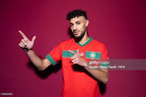 Noussair Mazraoui of Morocco poses during the official FIFA World Cup... News Photo - Getty Images