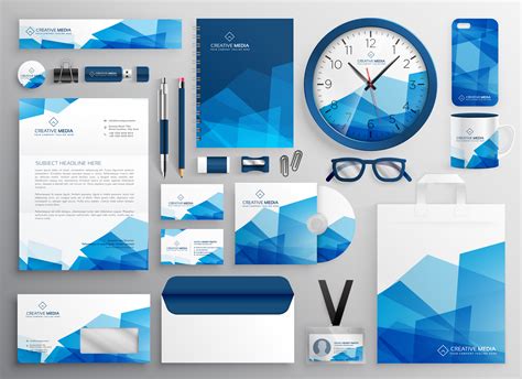 abstract blue business stationery set for your brand identity ...