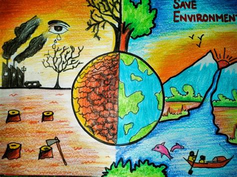 poster on Save Environment | Earth drawings, Save earth drawing, Easy drawings