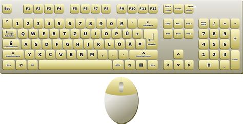 Clipart - Keyboard (German layout) and mouse—top-down view