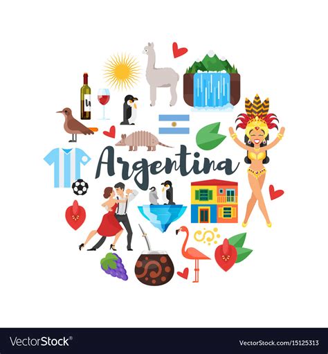 Argentina national cultural symbols Royalty Free Vector