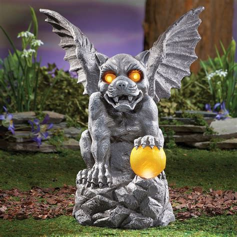 Mythical Gargoyle Garden Statue with Solar Light | Collections Etc.