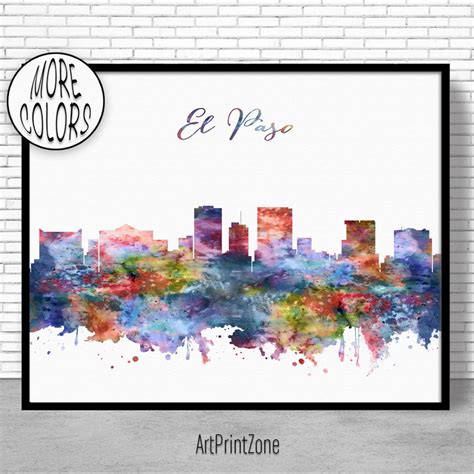 El Paso Skyline El Paso Print El Paso Texas Travel Art Office | Etsy