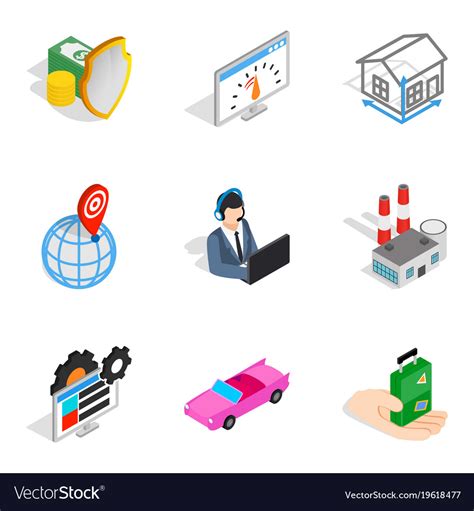 Business unit icons set isometric style Royalty Free Vector